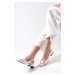 Mio Gusto Caroline Women's White Color Patent Leather Open Back Short Heeled Shoes