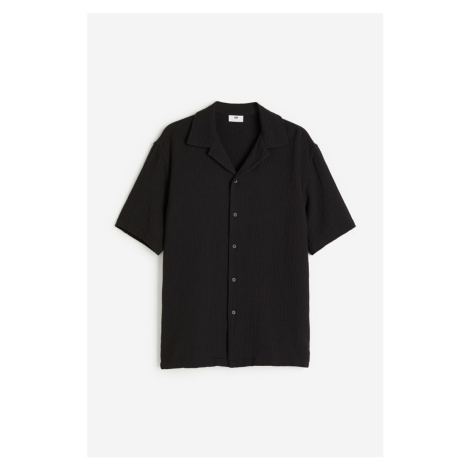 H & M - Mušelínová košile resort Regular Fit - černá H&M