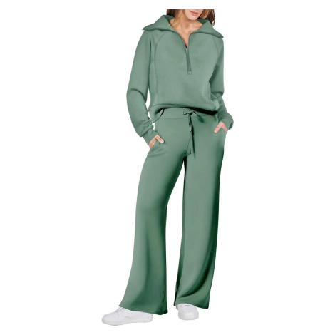 Dámská sportovní souprava – mikina na zip + zvonové kalhoty