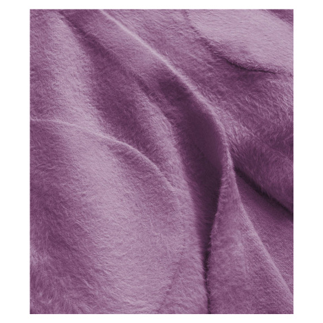 Dlouhý vlněný přehoz přes oblečení typu "alpaka" v barvě lila s kapucí (908) Made in Italy