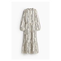 H & M - Dlouhé šaty se sešívanými volány - bílá