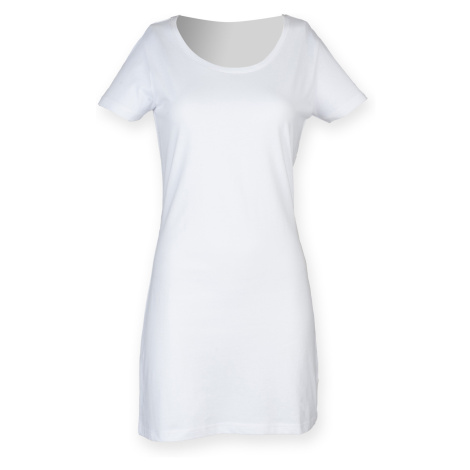 Sf Dámské tričkové šaty SK257 White SF (Skinnifit)