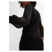 Bonprix BODYFLIRT úpletové šaty s šifonovými rukávy Barva: Černá, Mezinárodní