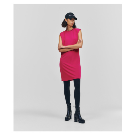 Šaty Karl Lagerfeld Jersey Dress W/ Shoulder Pads - Růžová