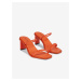 Oranžové dámské kožené pantofle na podpatku Calvin Klein Heel Mule