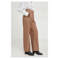 Kalhoty Answear Lab dámské, hnědá barva, široké, high waist