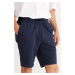 ALTINYILDIZ CLASSICS Men's Navy Blue Standard Fit Normal Cut Cotton Shorts with Pocket.