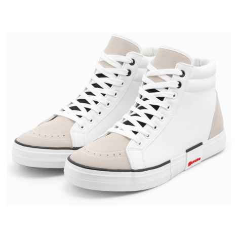 Pánské vysoké klasické tenisky s prošívaným svrškem - V1 OM-FOTH-0127 Ombre