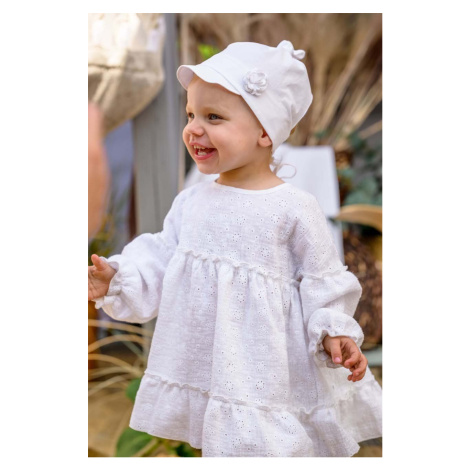 Dětská bavlněná čepice Jamiks DORIS bílá barva, z tenké pleteniny