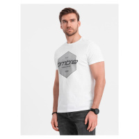 Ombre Clothing Jedinečné bílé tričko s logem V1 TSPT-0141