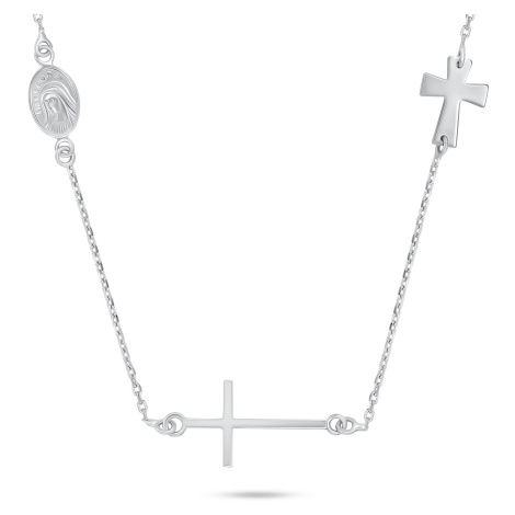 Brilio Silver Slušivý stříbrný náhrdelník s křížem NCL108W