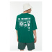 Trendyol Green Men's Oversize Fit Crew Neck Short Sleeve Printed T-Shirt