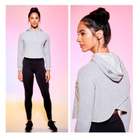 JUST COOL - Dámská crop mikina s kapucí JC054 (sports grey) - JUST COOL