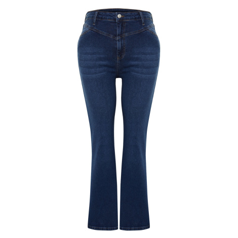 Trendyol Curve Blue Stitching Detailed Flare Fit Denim Jeans