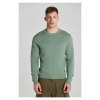 SVETR GANT TEXTURED COTTON C-NECK zelená