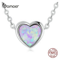 Stříbrný náhrdelník s přívěskem barevné srdce