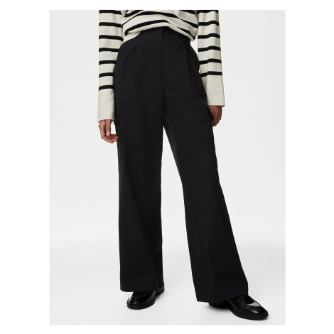 Černé dámské široké kalhoty s vysokým pasem Marks & Spencer