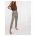 Pull&Bear elasticated waist trouser in brown check