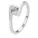 Beneto Elegantní stříbrný prsten s čirým zirkonem AGG367 60 mm
