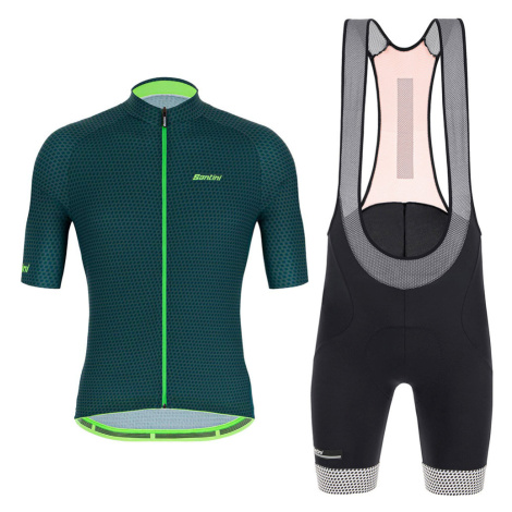 SANTINI Cyklistický krátký dres a krátké kalhoty - KARMA KITE - zelená/černá