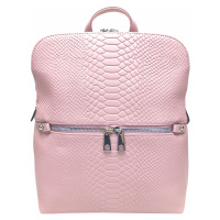 Světle růžový dámský batoh s hadí texturou