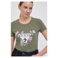 Tričko Guess FLORAL zelená barva, W4RI28 J1314