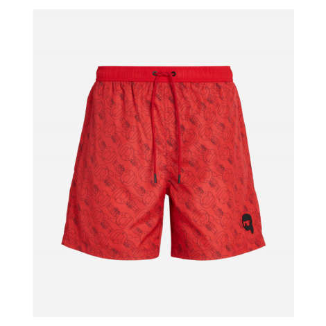 Plavky karl lagerfeld ikonik 2.0 aop med boardshorts červená