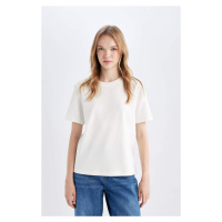 DEFACTO White Regular Fit Crew Neck Basic Plain Short Sleeve T-Shirt