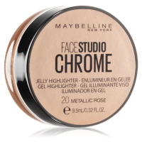 Maybelline Face Studio Chrome Jelly Highlighter gelový rozjasňovač odstín 20 Metallic Rose 9.5 m