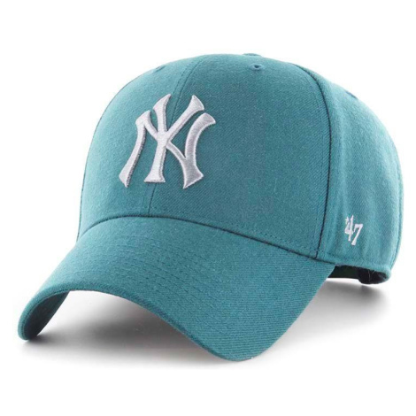 Bavlněná baseballová čepice 47brand Mlb New York Yankees zelená barva, s aplikací 47 Brand