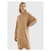 Tommy Hilfiger dámské béžové svetrové šaty