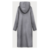 Dlouhý šedý přehoz přes oblečení s kapucí (B6010-9)