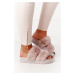 Platform Slippers With Fur And Cubic Zirconia Beige Wow!