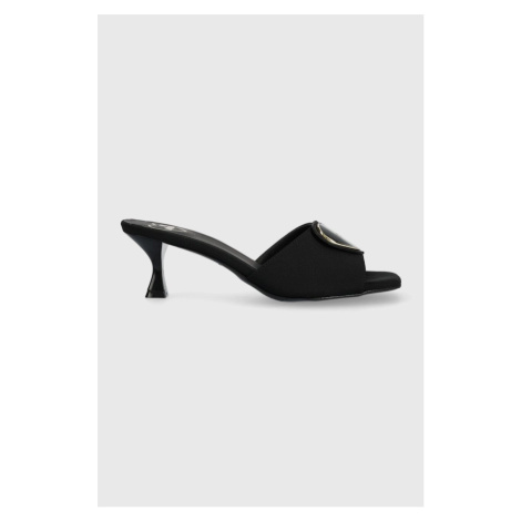 Pantofle Love Moschino dámské, černá barva, na podpatku, JA28335G0GIM0000
