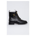 Kožené kotníkové boty Lauren Ralph Lauren Elridge dámské, černá barva, na plochém podpatku, 8028