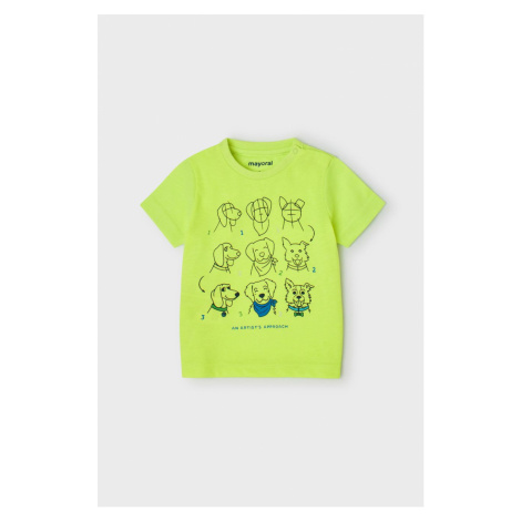 Dětské bavlněné tričko Mayoral zelená barva, s potiskem