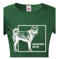 Dámské tričko s potiskem plemene American Akita - pro milovníky psů