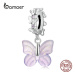 Stříbrný přívěsek růžový motýl LOAMOER