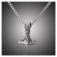 Manoki Pánský náhrdelník Thórovo kladivo - MJOLNIR - chirurgická ocel WA614W Stříbrná 70 cm