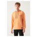 Avva Orange Oversize Hooded Collar Printed Unisex Sweatshirt