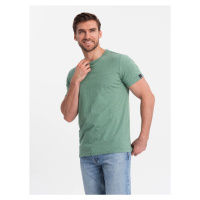 Ombre BASIC men's t-shirt with decorative pilling effect - green