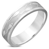Ocelový prsten – lesklý povrch, vyryté motivy pulců, 6 mm