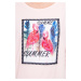 Tričko s našitou grafikou plameňáků a nápisem Summer pudrově růžové