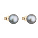 Zlaté 14 karátové náušnice pecky s šedou říční perlou 921042.3