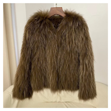 Dámský kožený kabát z pravé mývalí kožešiny