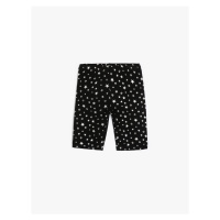 Koton Shiny Short Leggings With Elastic Waist, Star Printed Cotton