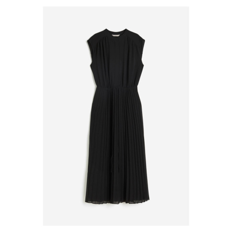 H & M - Plisované šifonové šaty - černá H&M
