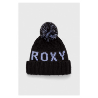 Čepice Roxy černá barva, z husté pleteniny