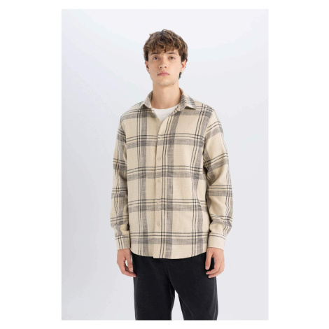 DEFACTO Regular Fit Plaid Lumberjack Flannel Cotton Long Sleeve Shirt