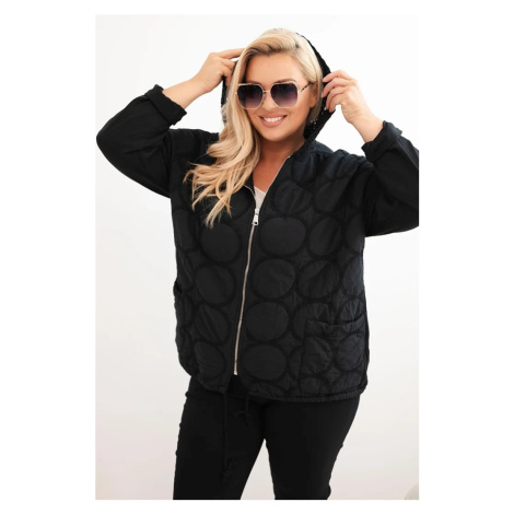 Dámská mikina Plus Size bavlněná na zip černá